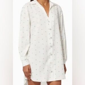 Never Fully Dressed Cream Shirt with Pink Dots